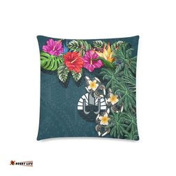 Tahiti Zippered Pillow Cases - Hibiscus Turtle Tattoo Blue A02