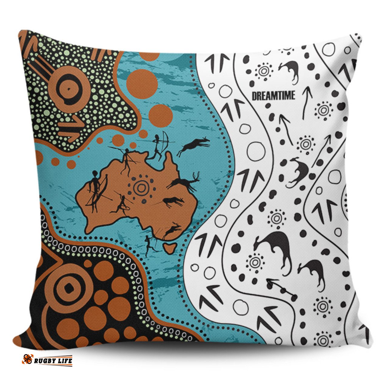 Australia Aboriginal Custom Aussie Indigenous Hunting Season With Kangaroo Dot Art Pillow