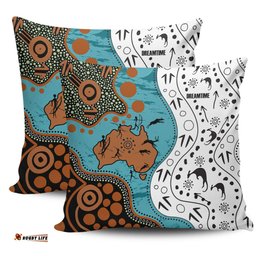 Australia Aboriginal Custom Aussie Indigenous Hunting Season With Kangaroo Dot Art Pillow