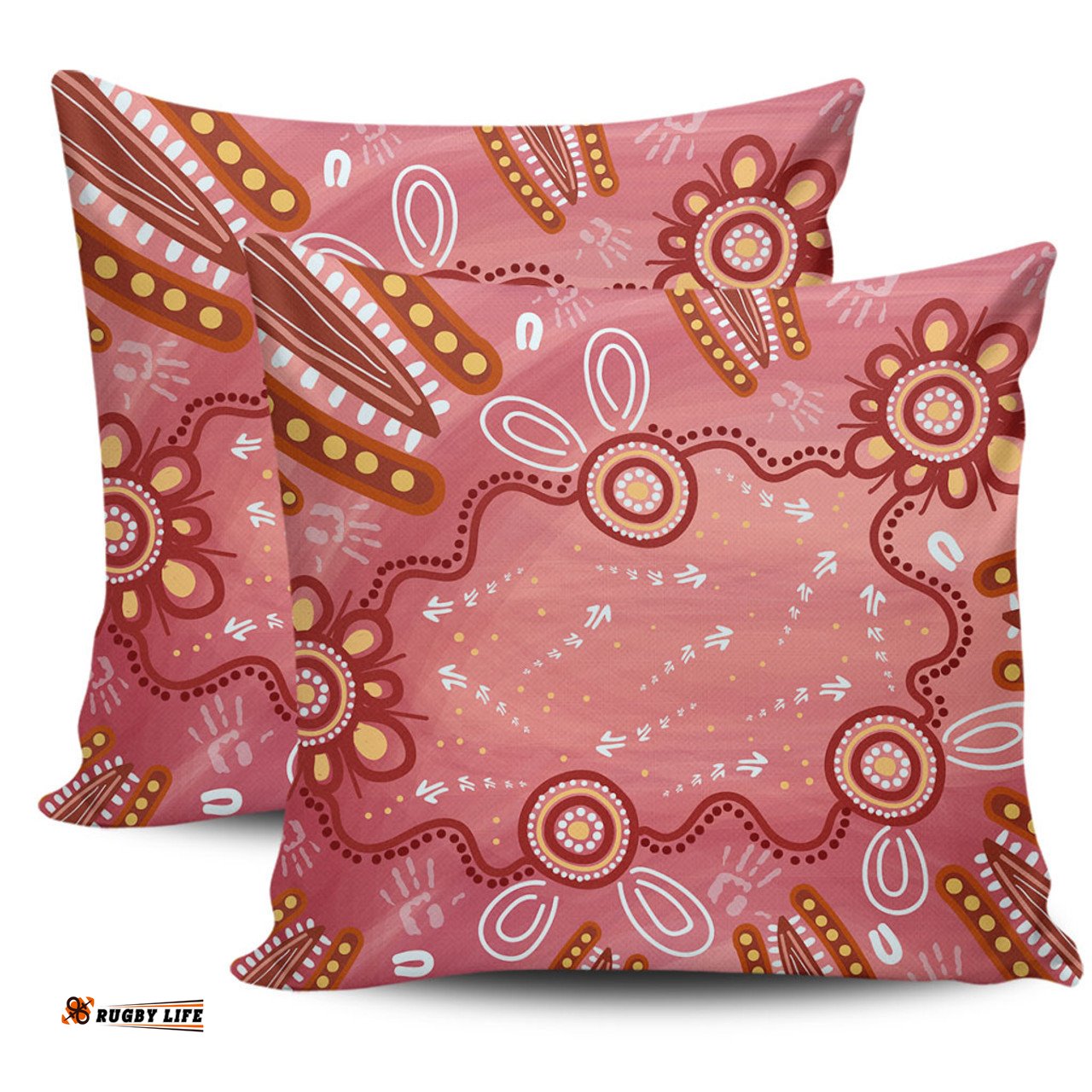 Australia Aboriginal Pink Aboriginal Dot Art Background Pillow