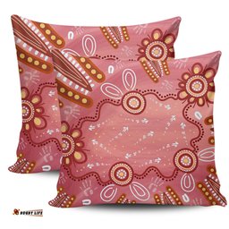 Australia Aboriginal Pink Aboriginal Dot Art Background Pillow