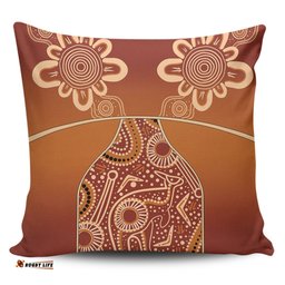 Australia Aboriginal Brown Kangaroo In Aboriginal Dot Art Pillow