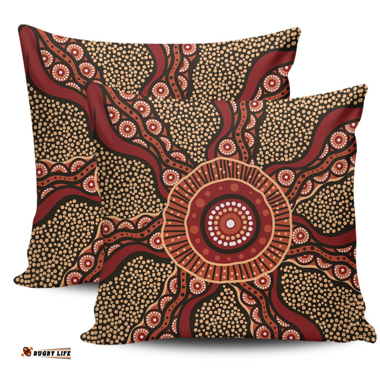 Australia Aboriginal Brown Aboriginal Style Dot Painting Pillow