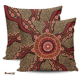 Australia Aboriginal Brown Aboriginal Style Dot Painting Pillow