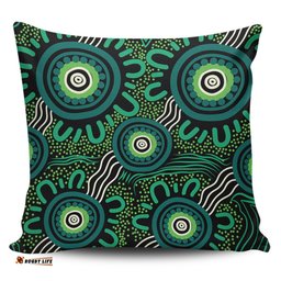 Australia Aboriginal Green Aboriginal Dot Art Background Pillow