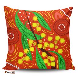 Australia Aboriginal Aboriginal Dot Art Of Australian Yellow Wattle Painting Pillow