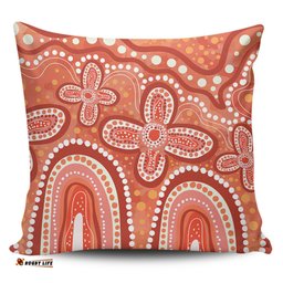 Australia Aboriginal Dot painting illustration in Aboriginal style Orange Pillow