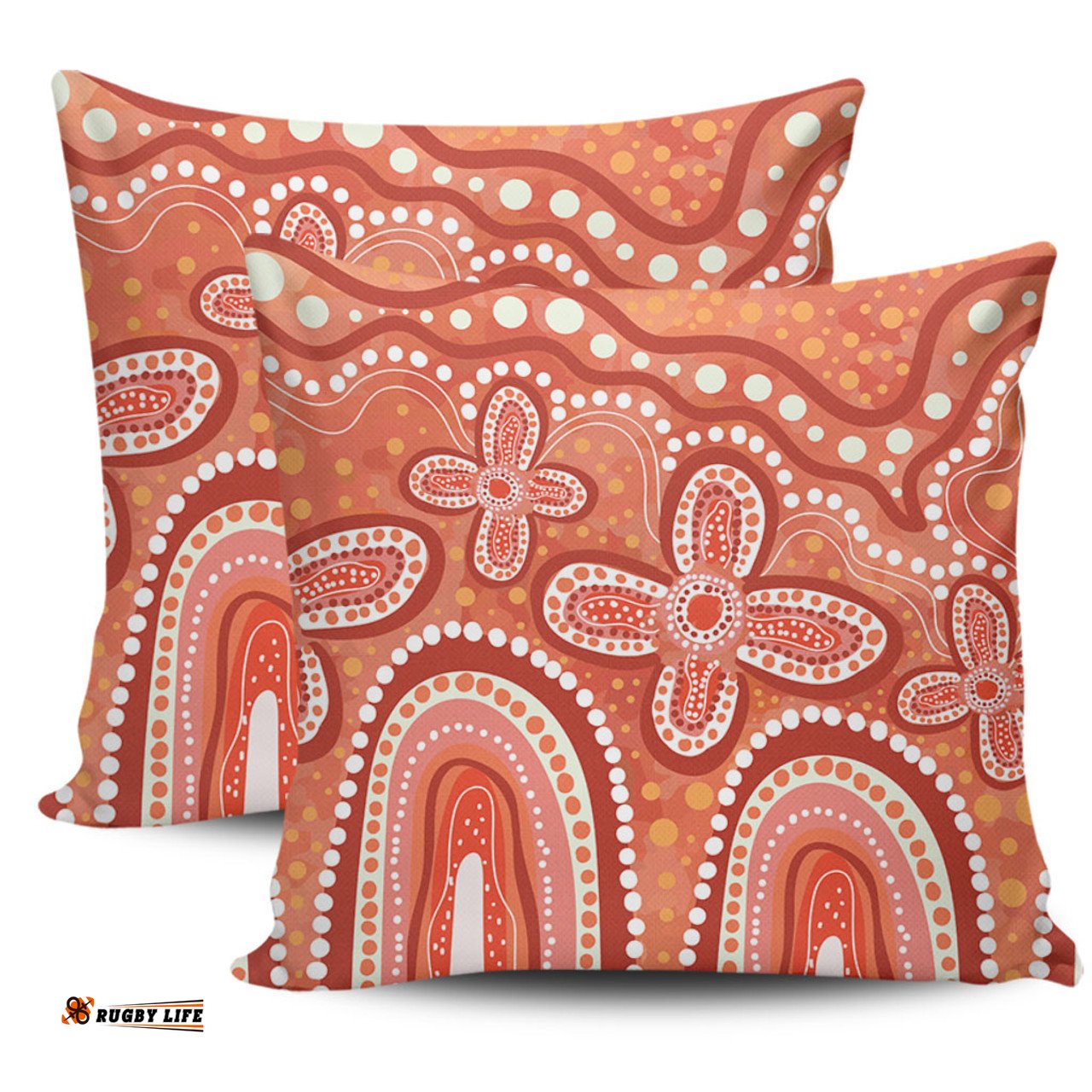 Australia Aboriginal Dot painting illustration in Aboriginal style Orange Pillow
