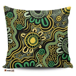 Australia Aboriginal Aboriginal Art Style Green Background Pillow