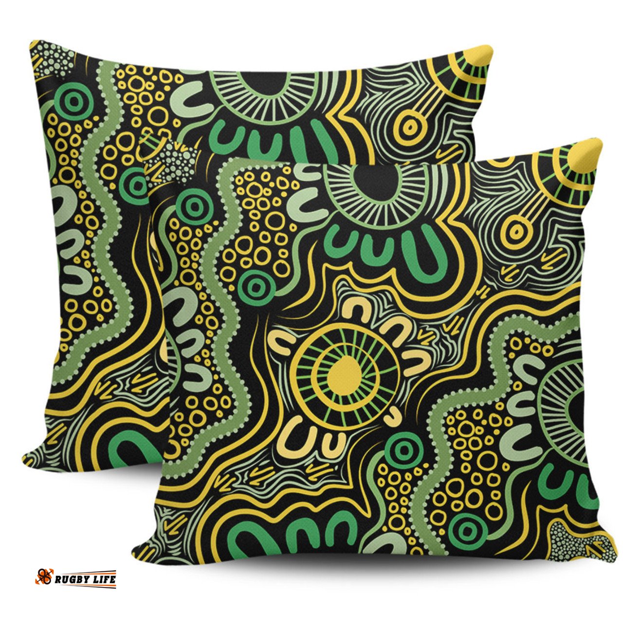 Australia Aboriginal Aboriginal Art Style Green Background Pillow