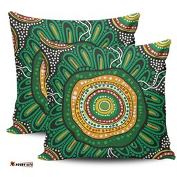 Australia Aboriginal Green Aboriginal Style Dot Painting Pillow