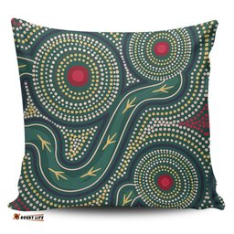 Australia Aboriginal Green Aboriginal Dot Art Style Vector Painting Pillow