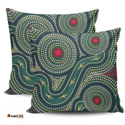 Australia Aboriginal Green Aboriginal Dot Art Style Vector Painting Pillow