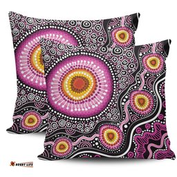 Australia Aboriginal Beautiful Vector Painting Showcasing Aboriginal Dot Artwork Pillow