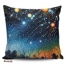 Australia Aboriginal Aboriginal Dot Painting Dreamtime Story Of A Night Sky Pillow