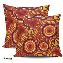 Australia Aboriginal Connection Concept Dot Aboriginal Colorful Painting Pillow
