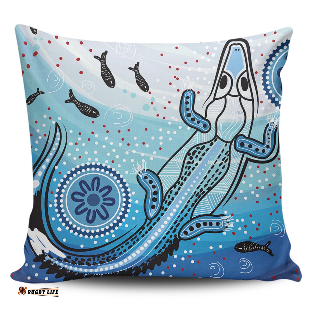 Australia Crocodile Aboriginal Dot Artwork With Crocodile Pillow