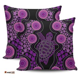 Australia Aboriginal Art Turtles Inspired Purple Pillow
