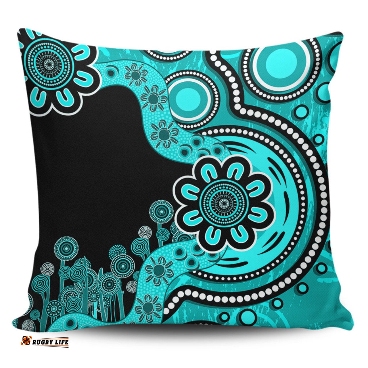 Australia Aboriginal Indigenous Dot Painting Turquoise Pillow