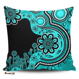 Australia Aboriginal Indigenous Dot Painting Turquoise Pillow
