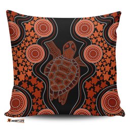 Australia Aboriginal Art Turtles Inspired Orange Pillow