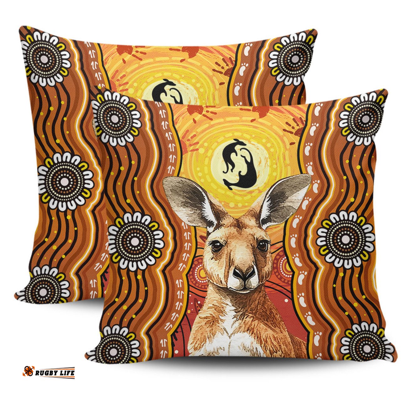 Australia Aboriginal Kangaroo Dreaming With Dot Art Pillow