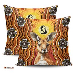 Australia Aboriginal Kangaroo Dreaming With Dot Art Pillow
