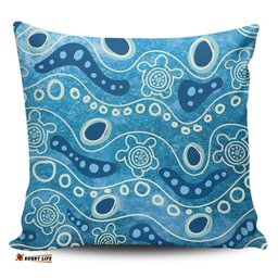 Australia Aboriginal River With Aboriginal Dot Art Inspired Pillow