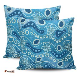 Australia Aboriginal River With Aboriginal Dot Art Inspired Pillow