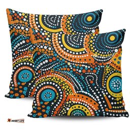 Australia Aboriginal Traditional Australian Aboriginal Native Design (Black) Ver 5 Pillow