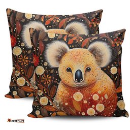 Australia Koala Custom Aboriginal Koala With Golden Wattle Flowers Pillow