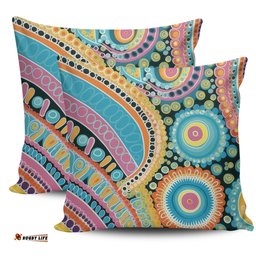 Australia Aboriginal Australian Indigenous Aboriginal Art Vivid Pastel Colours Ver 1 Pillow