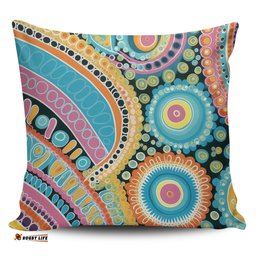 Australia Aboriginal Australian Indigenous Aboriginal Art Vivid Pastel Colours Ver 1 Pillow