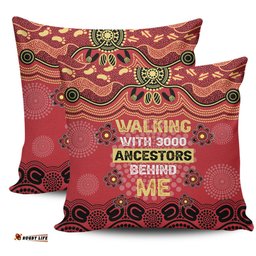 Australia Aboriginal Walking with 3000 Ancestors Behind Me Red and Gold Patterns Pillow