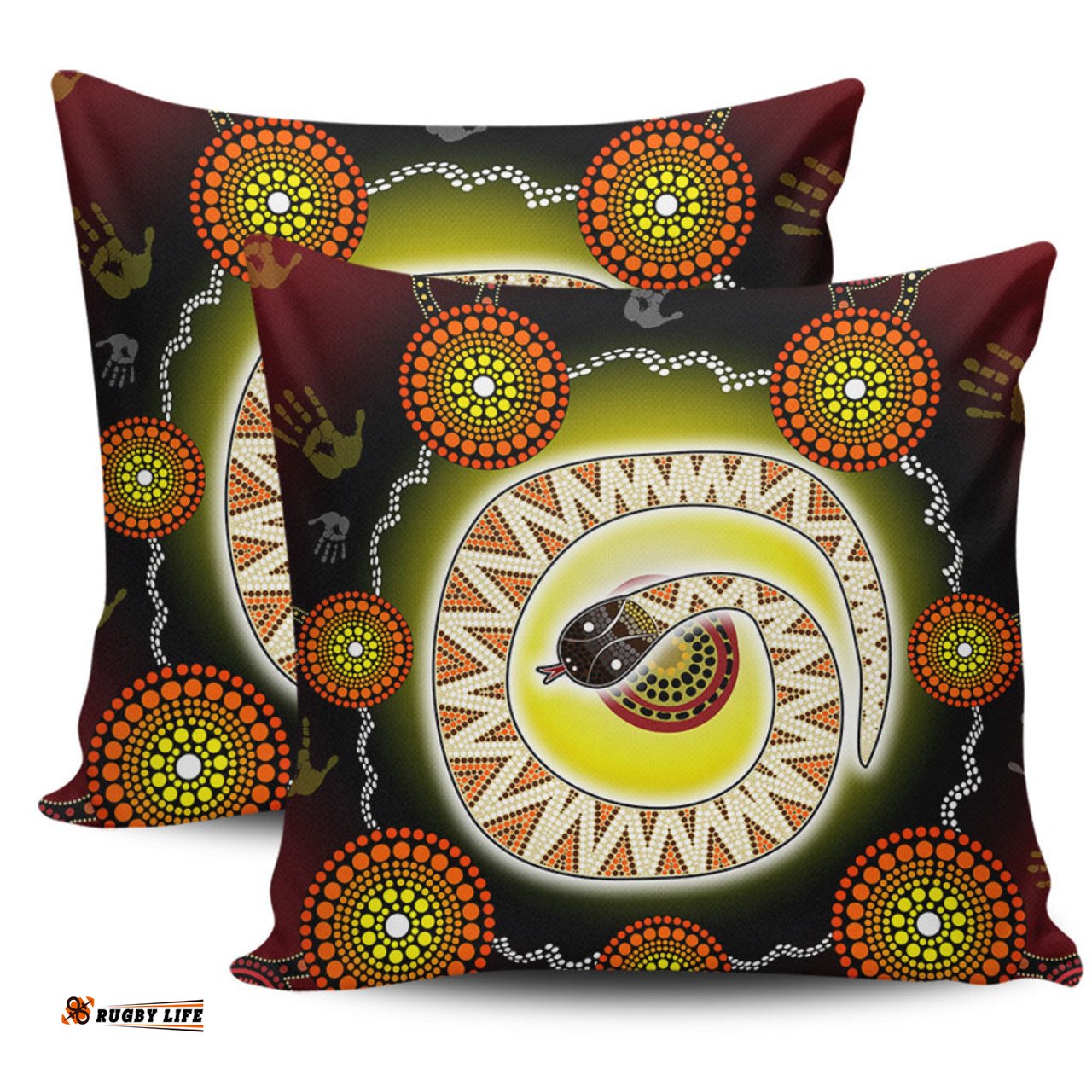 Australia Aboriginal The Rainbow Serpent Dreaming Spirit Art Pillow