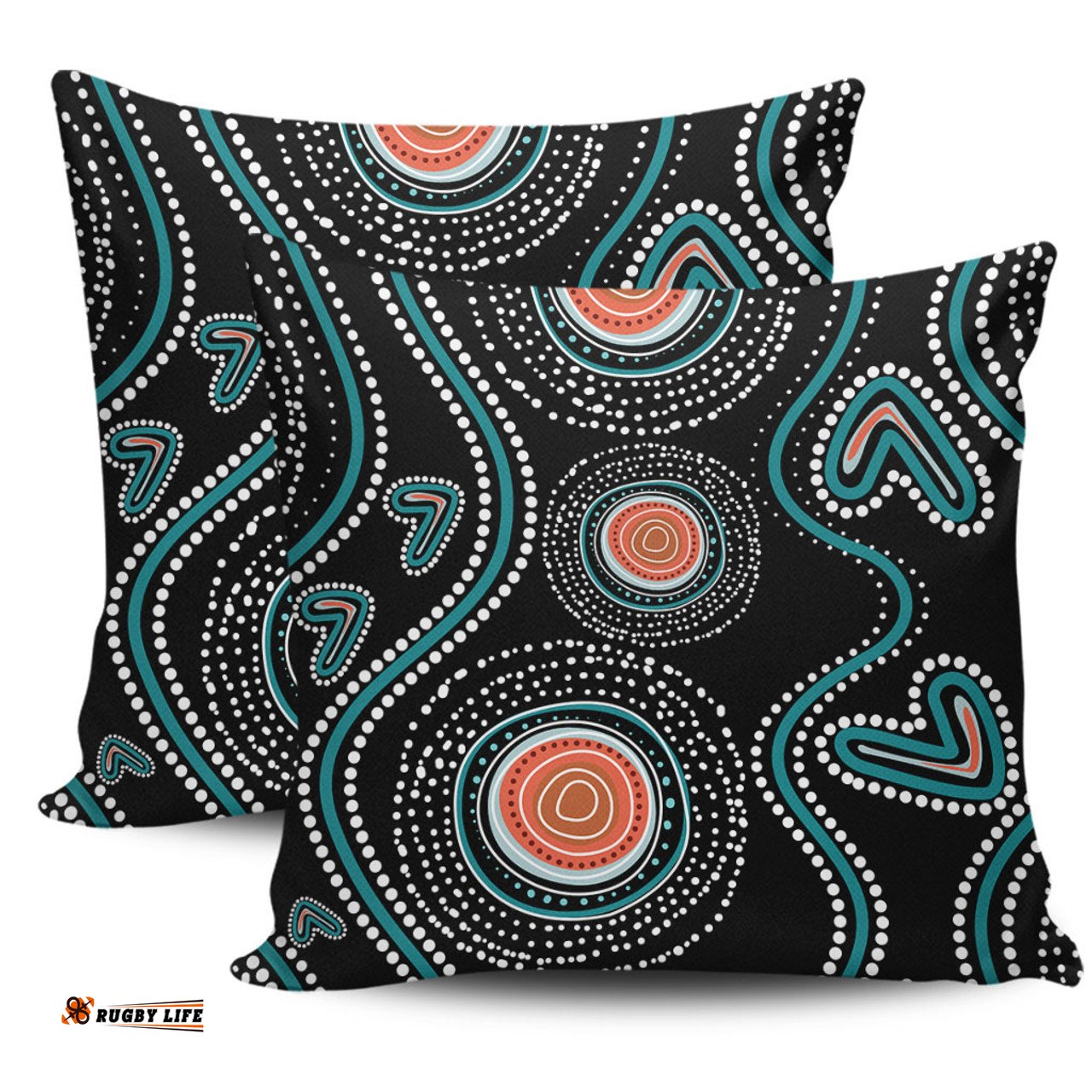 Australia Dot Painting Inspired Aboriginal Aboriginal Green Dot Patterns Art Painting Pillow