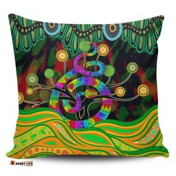 Australia Aboriginal Australia Rainbow Snake And Tree Aboriginal Style Pillow