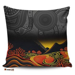 Australia Aboriginal Rainbow Serpent Dreamtime Land Art Inspired Pillow