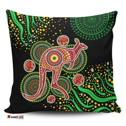 Australia Animals Aboriginal Aboriginal Plant With Kangaroo Colorful Art Pillow