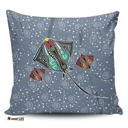 Australia Aboriginal Stingray Art In Aboriginal Dot Style Inspired Pillow