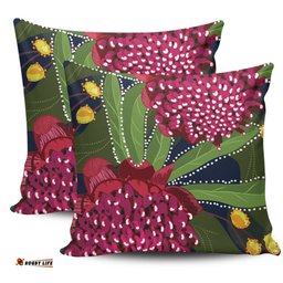 Australia Flowers Aboriginal Australian Waratah Flower Art Pillow