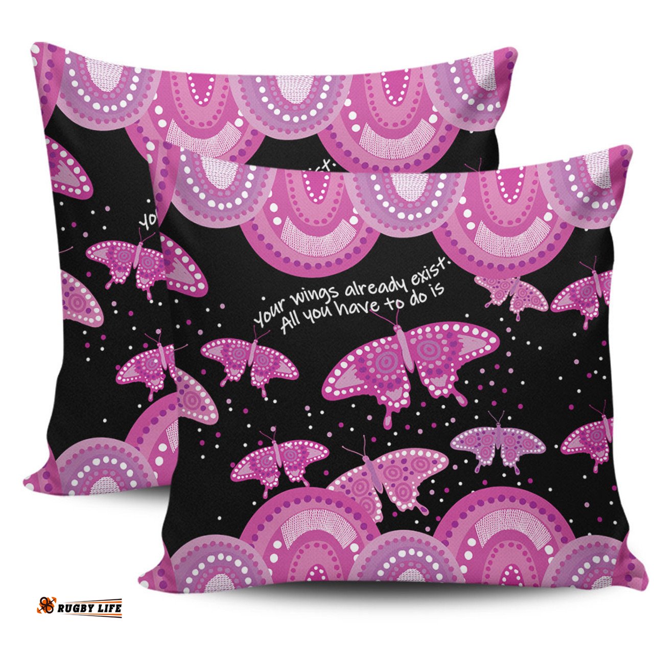 Australia Animals Aboriginal Your Wings Already Exist Aboriginal Pink Butterflies Art Inspired Pillow
