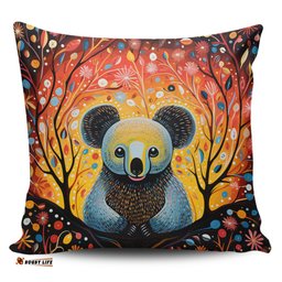 Australia Koala Custom Aboriginal Koala With Flowers Pillow