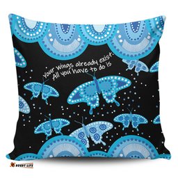 Australia Animals Aboriginal Your Wings Already Exist Aboriginal Blue Butterflies Art Inspired Pillow