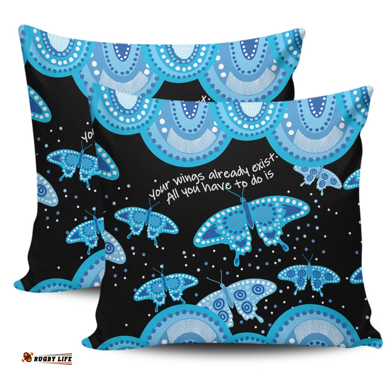 Australia Animals Aboriginal Your Wings Already Exist Aboriginal Blue Butterflies Art Inspired Pillow