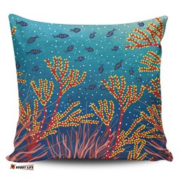 Australia Aboriginal Underwater Aboriginal Art Inspired Pillow