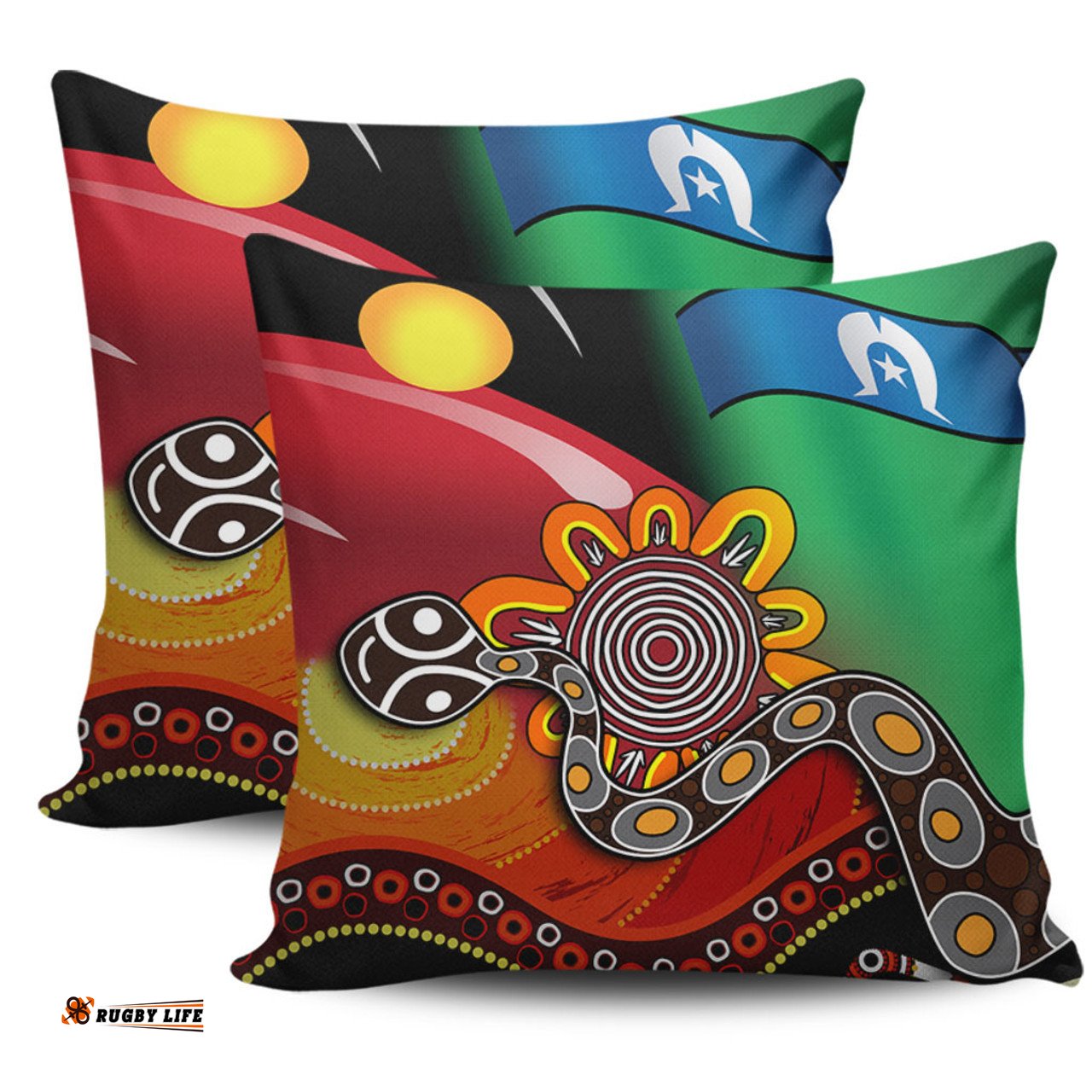 Australia Aboriginal The Rainbow Serpent Dreamtime Give Shape To The Earth Pillow