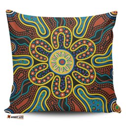 Australia Dot Painting Inspired Aboriginal Aboriginal Dot Art Color Inspired Pillow