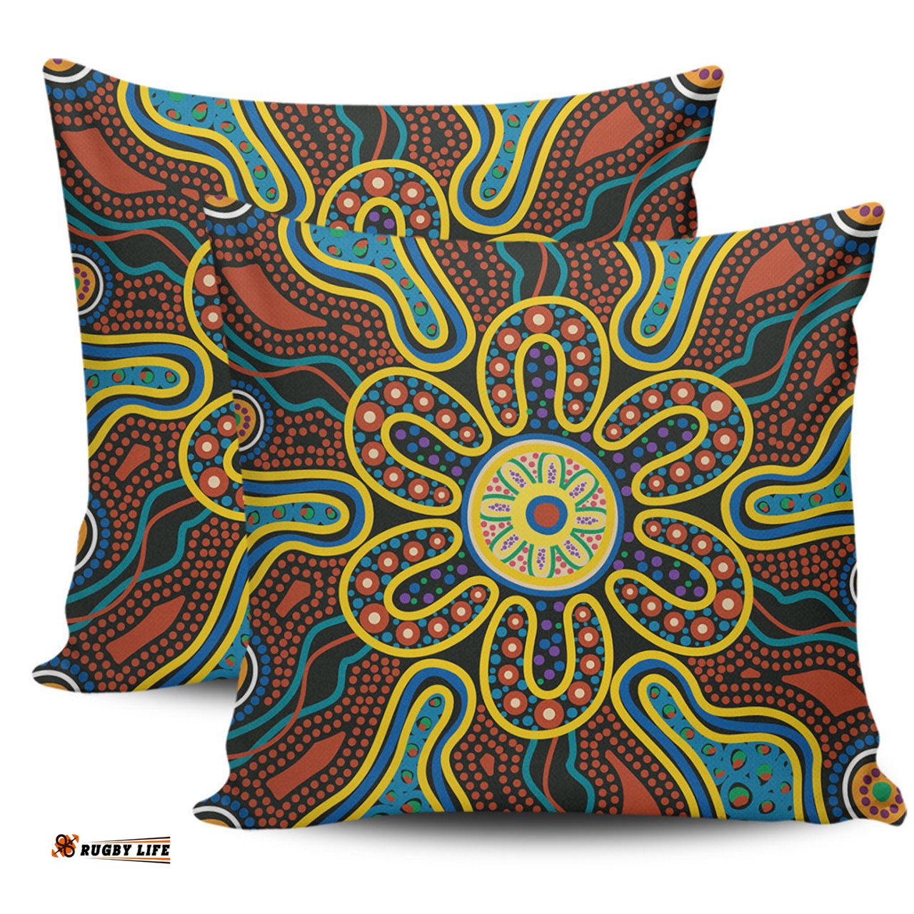 Australia Dot Painting Inspired Aboriginal Aboriginal Dot Art Color Inspired Pillow