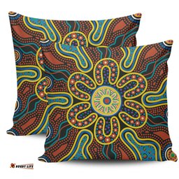 Australia Dot Painting Inspired Aboriginal Aboriginal Dot Art Color Inspired Pillow